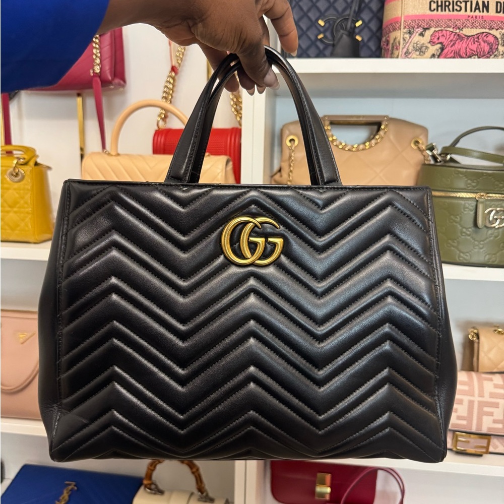Gucci Marmont Black Leather Handbag